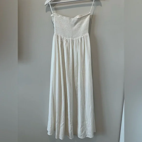 Petal & Pup Kayt Strapless Linen Blend Maxi Sundress White Bridal Bride Wedding - Picture 11 of 16